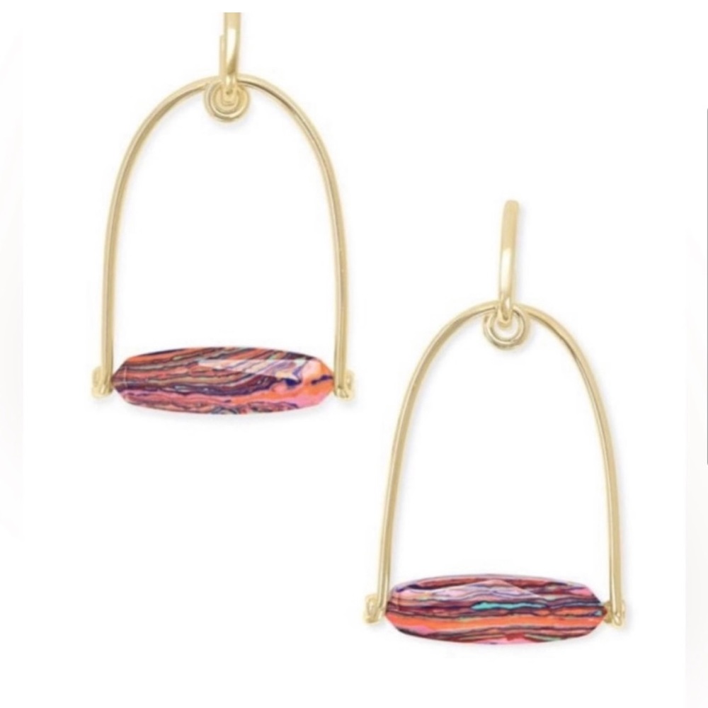Kendra Scott Pink Rainbow Calsilica Sassy Statement Earrings